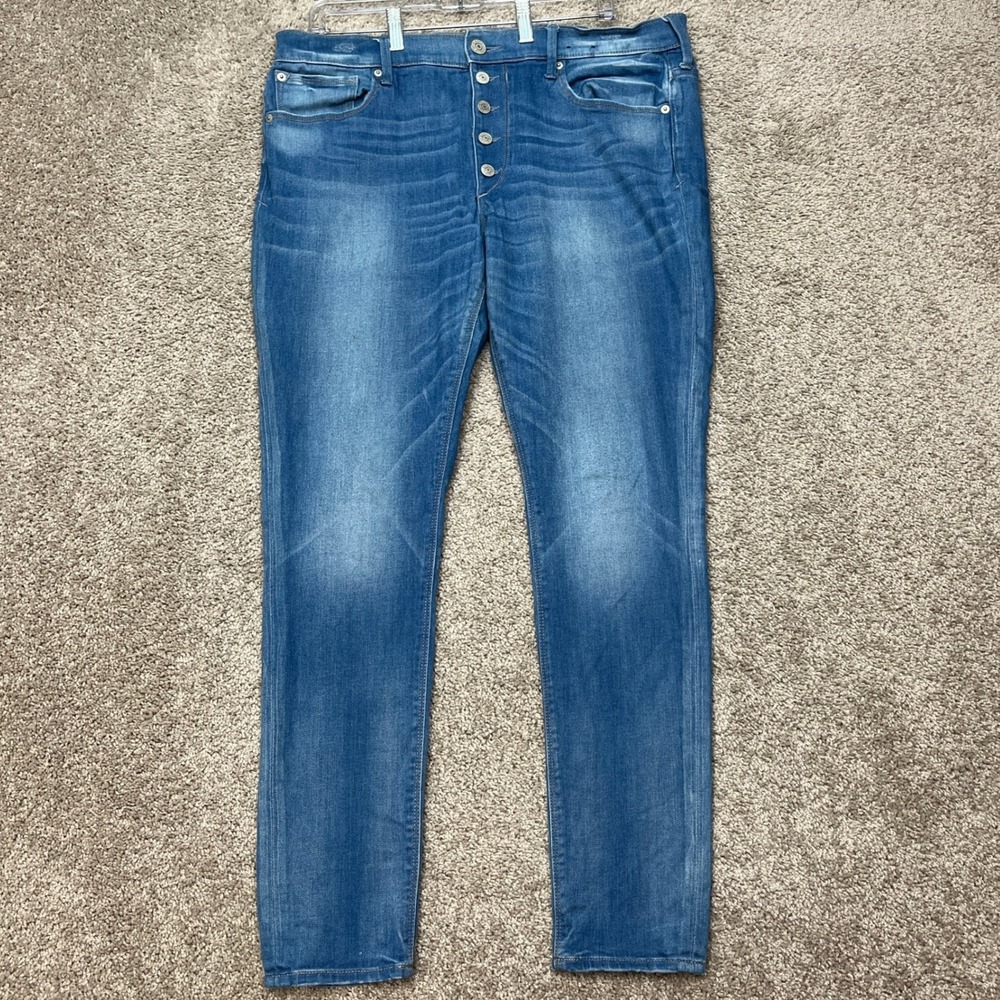 Express Legging Mid Rise Jeans Women 14R 37x30 Medium Wash Button Fly Skinny EUC